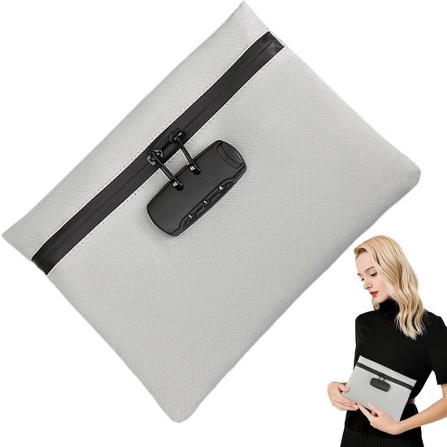 Kleine Vergrendelingstas - Veiligheidsetui - Diefstalbestendig - Combinatieslot - 25 cm - Grijs
