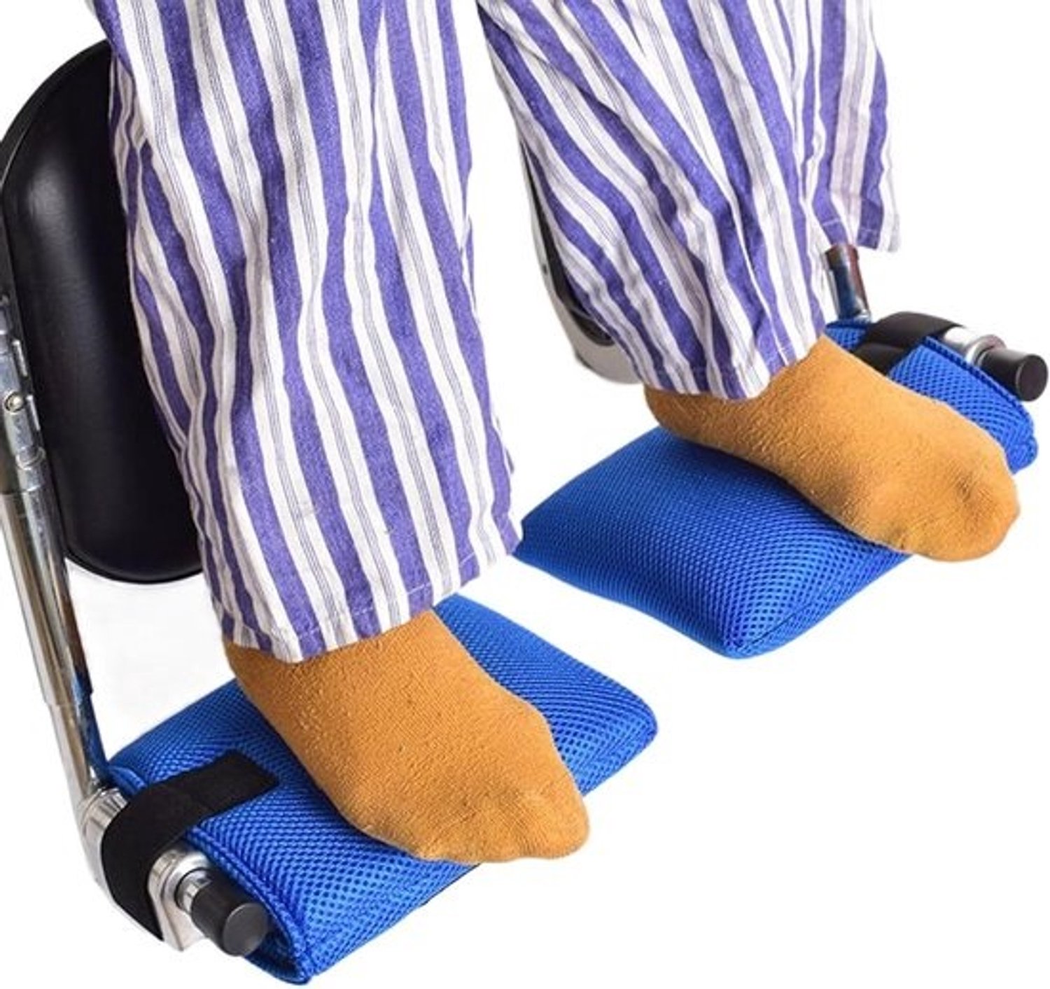 Rolstoel Beensteun Hoes - Voetsteun Kussen - Comfort Verhoging - Anti-slip Grip - 1 Paar - Blauw