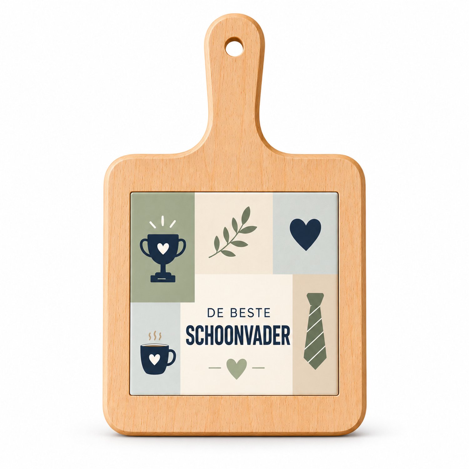 Kaasplank De Beste Schoonvader – 18 x 31 cm – Houten Serveerplank met Tegel – Cadeau voor Schoonvader