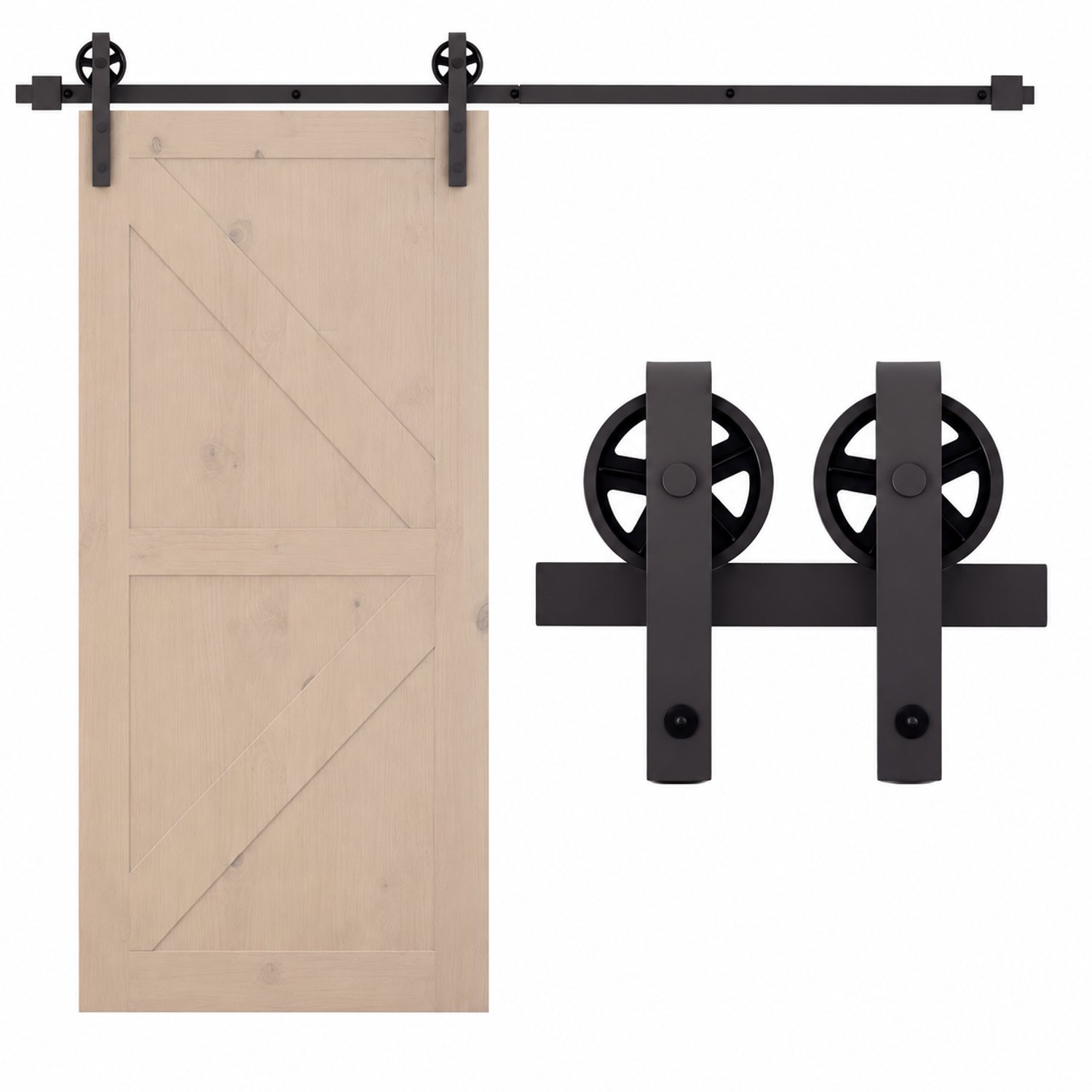 Veya Deurbeslag - Speciaal voor houten schuifdeur - 183cm lange rail - Ruimtebesparend - Voor binnendeur - Montageset - Tot 100kg