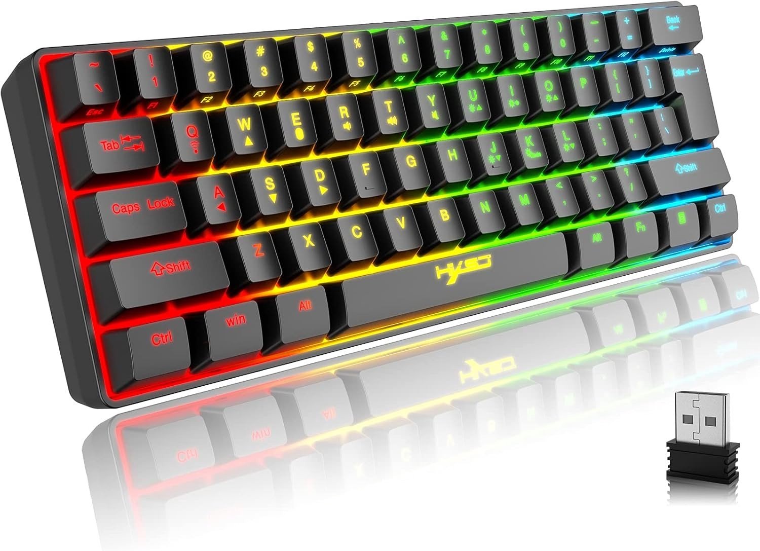 Gaming Toetsenbord - Zwart - 61 Toetsen - Draadloos met Oplaadbare Batterij - Voor Windows, Mac, PC en PS4 Gamer
