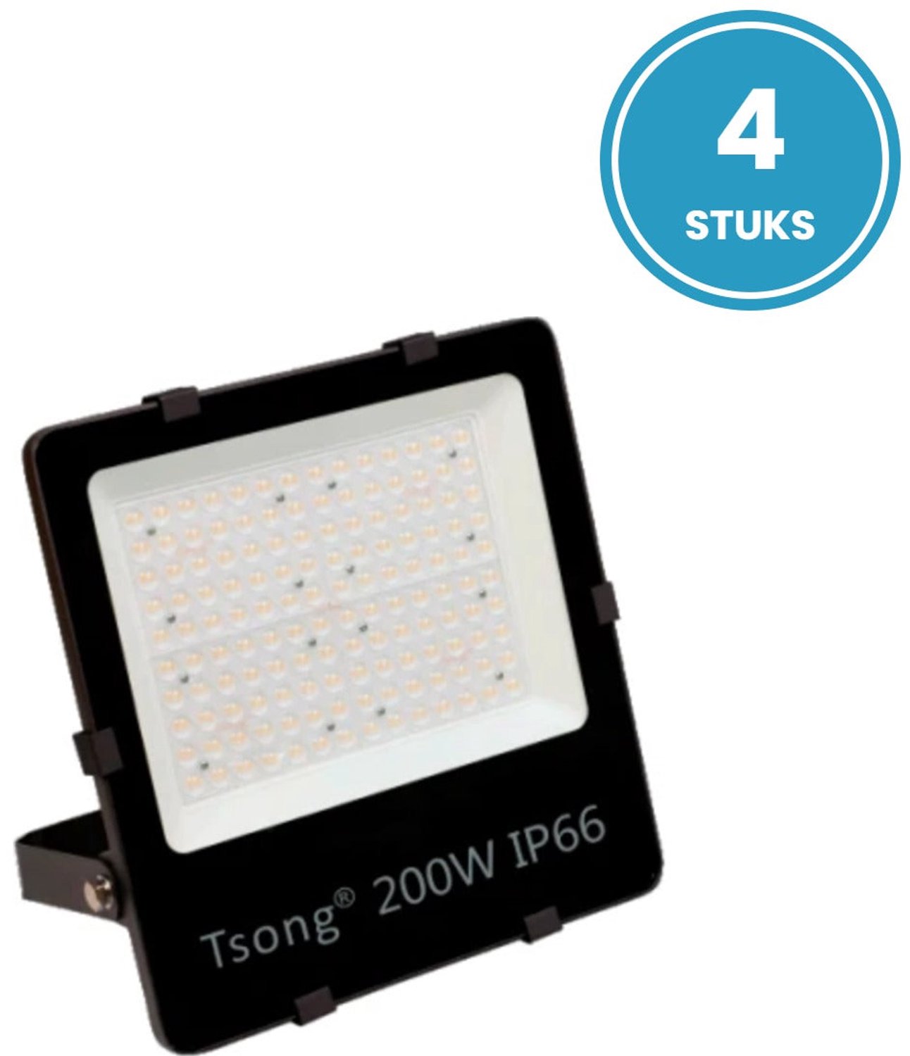 LED Schijnwerper 200W - 27.000 lm - Warmwit 3000K - 135 lm/W - 90° - IP66 - Terrein- & Gevelverlichting - Set van 4 - 5 jaar garantie