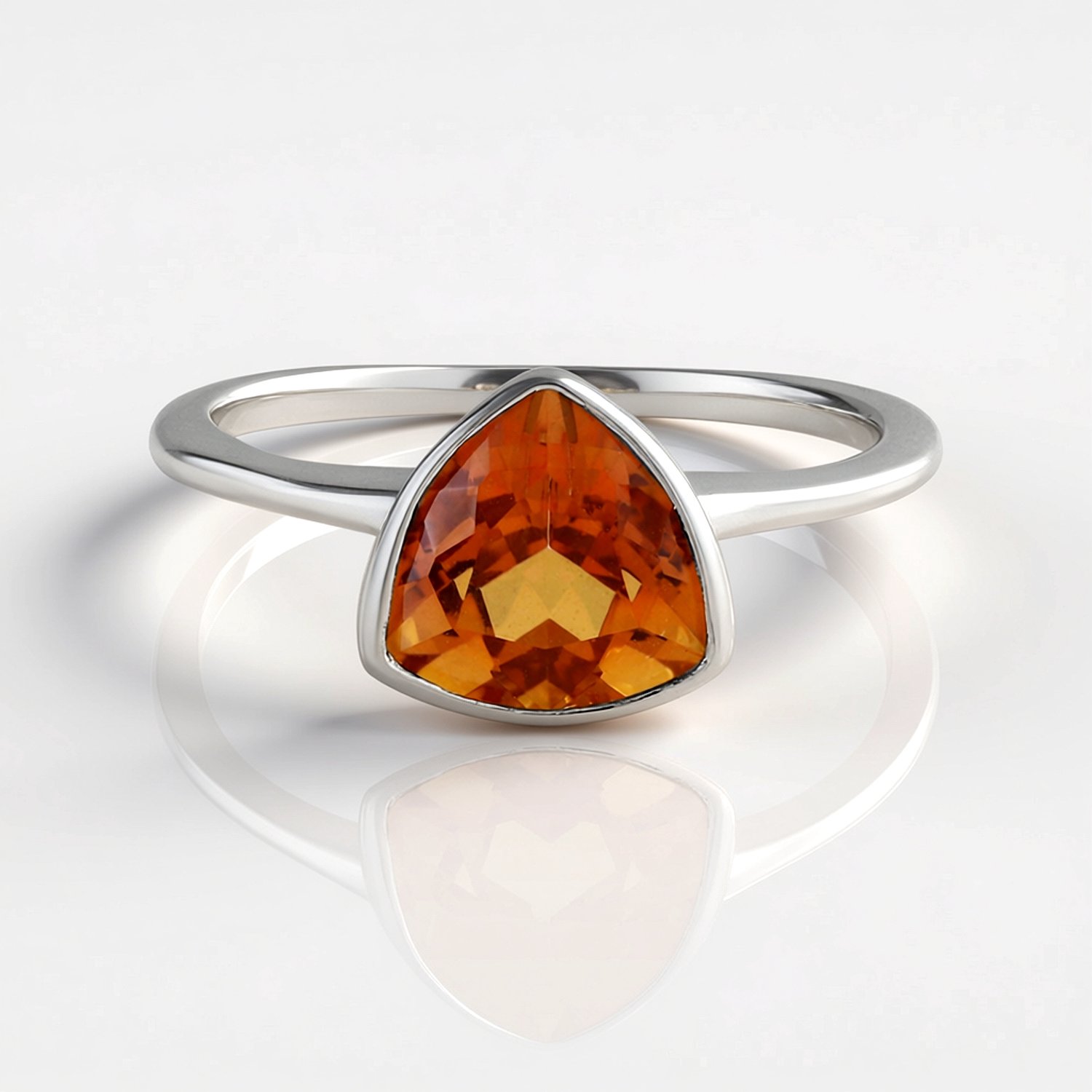 Cavill - Zilveren ring met Oranje Kwarts triljant 1,668 ct - 925 Sterling Zilver platina gecoat - Braziliaanse kleuraccent ring - Dagelijks draagbaar