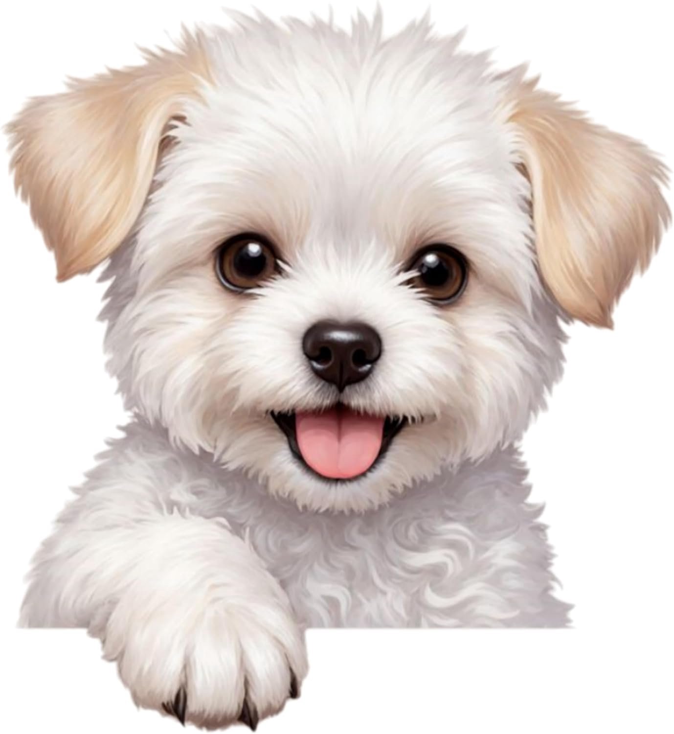 Waterdichte autostickers honden - 5,5 inch schattige witte puppy vinylstickers - duurzame bumperstickers - Homevero