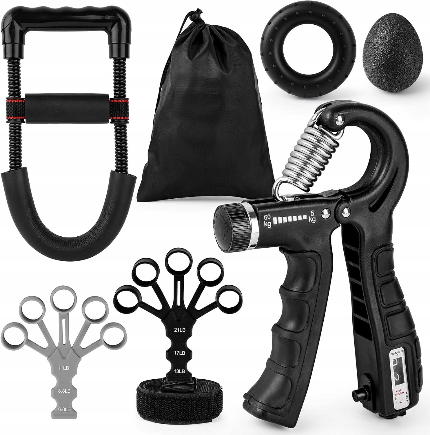 Verstelbare Hand- en Vinger trainer 5-60 kg, Set van 6