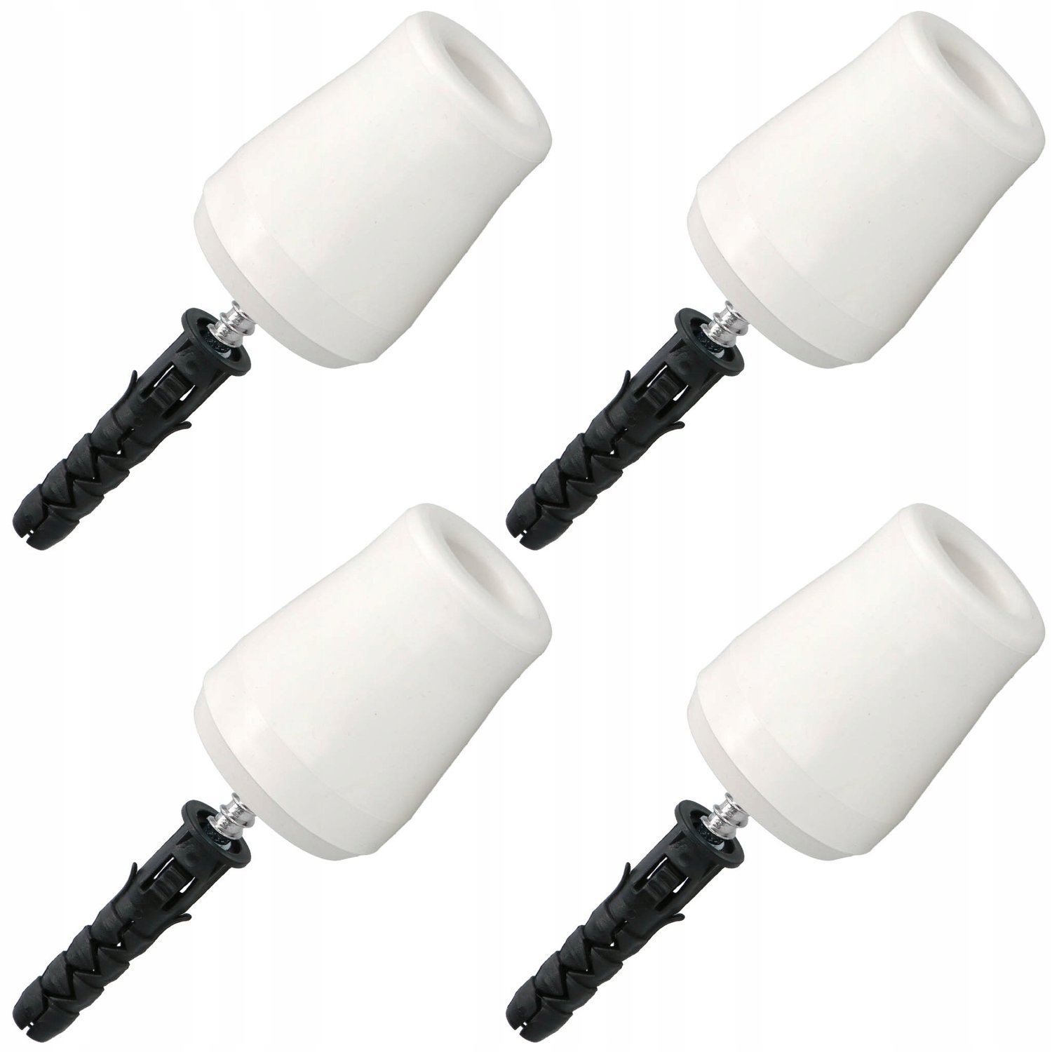 Set van 4x Deurstoppers Wit Rubber Groot 62mm - Wand- en Vloermontage