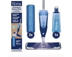 Bona Premium Spray Mop - Alles-in-1 Dweilsysteem - Vloerwisser met Spray - Inclusief Houten Vloer Reiniger & 2 Microvezel Reinigingspads - Dweil - Streeploos - Sneldrogend