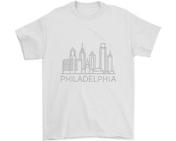 Philadelphia Shirt – Minimalistische Skyline van Philadelphia – Modern Outfit – Unisex T-Shirt voor Dames & Heren – Leuk Cadeau voor Stadsliefhebbers