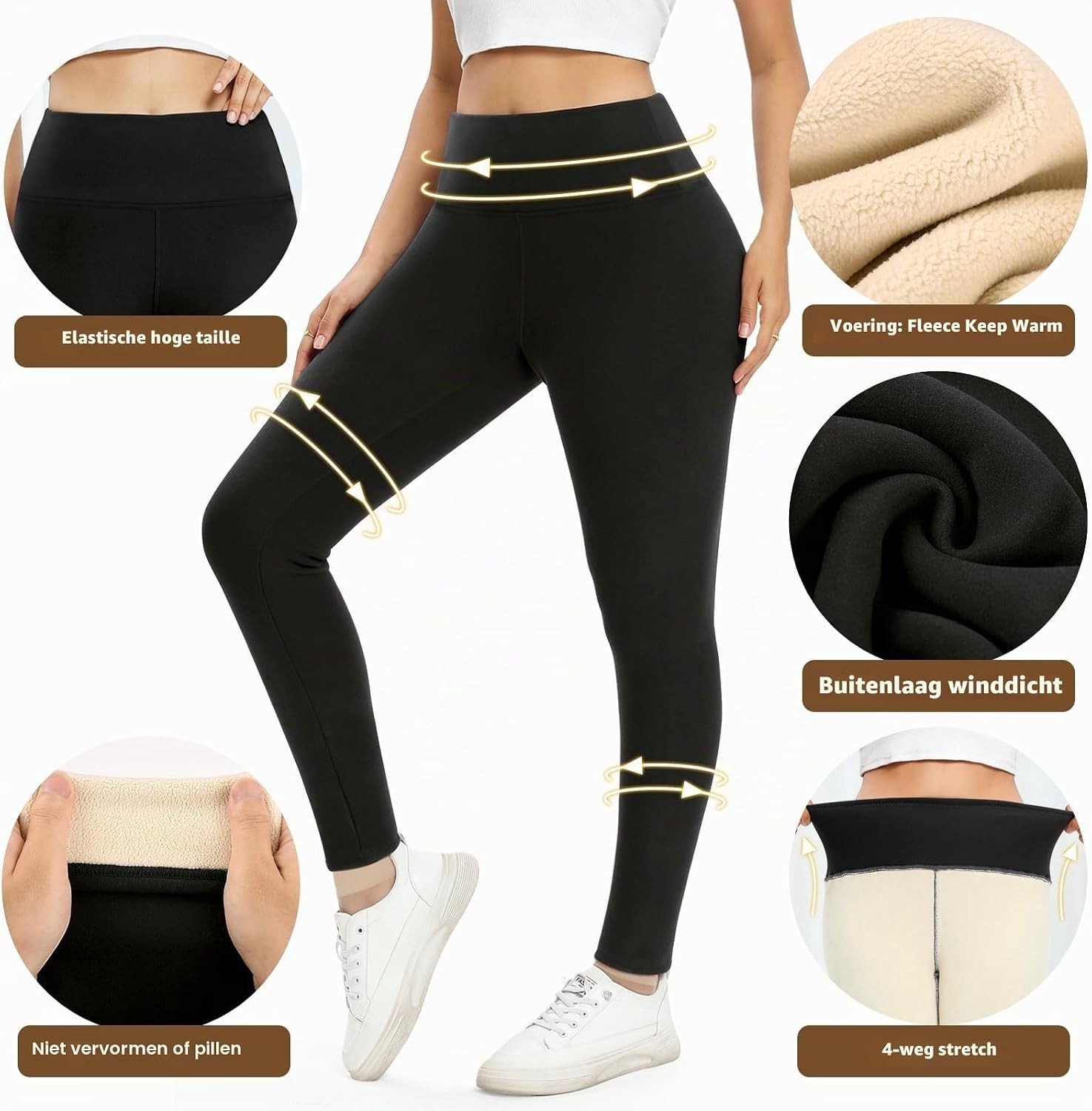 Thermische Leggings - Zwart - S - Gevoerde Legging met Fleece - Voor Dames