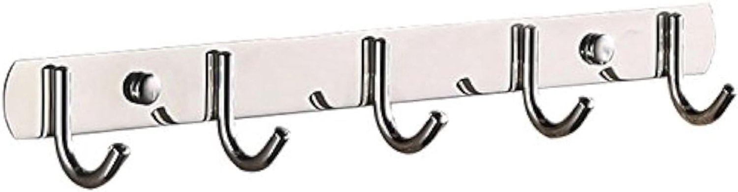 Kledinghaak wandgemonteerd - RVS 5 haken - Modern design - Ideaal voor hal of badkamer - ShopVlot