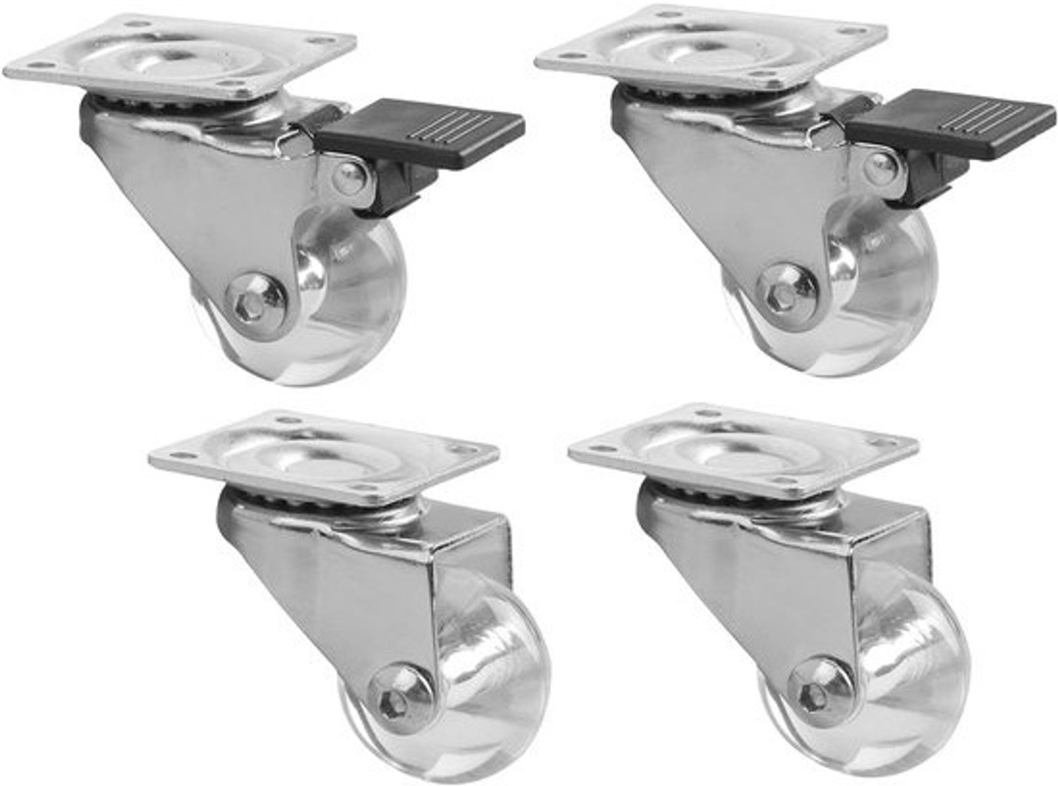 Meubelwielen Set - Transportwielen Zwenkwielen - Verplaatsen van meubels - Vloervriendelijk rubber - 35 mm - Transparant