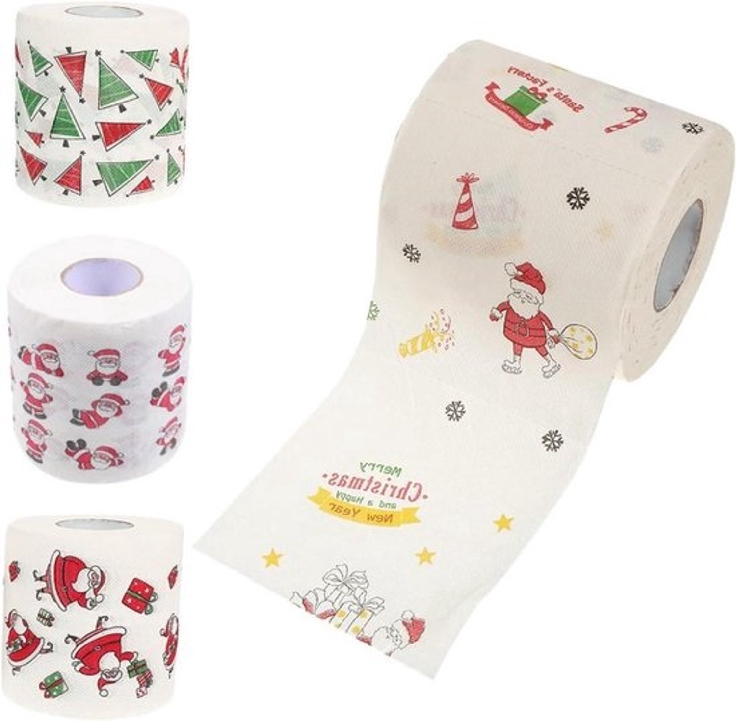 Kerst Toiletpapier - Decoratief Papier - Feestelijke Aankleding - Met Kerstprints - 4 Rollen - Multicolor