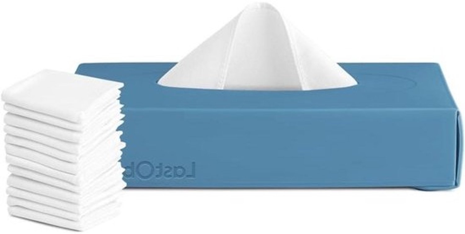 Herbruikbare Zakdoeken - Katoenen Tissues - Milieuvriendelijk Gebruik - Zacht Biologisch Katoen - 20.4 x 11.2 x 4.4 cm - Blauw