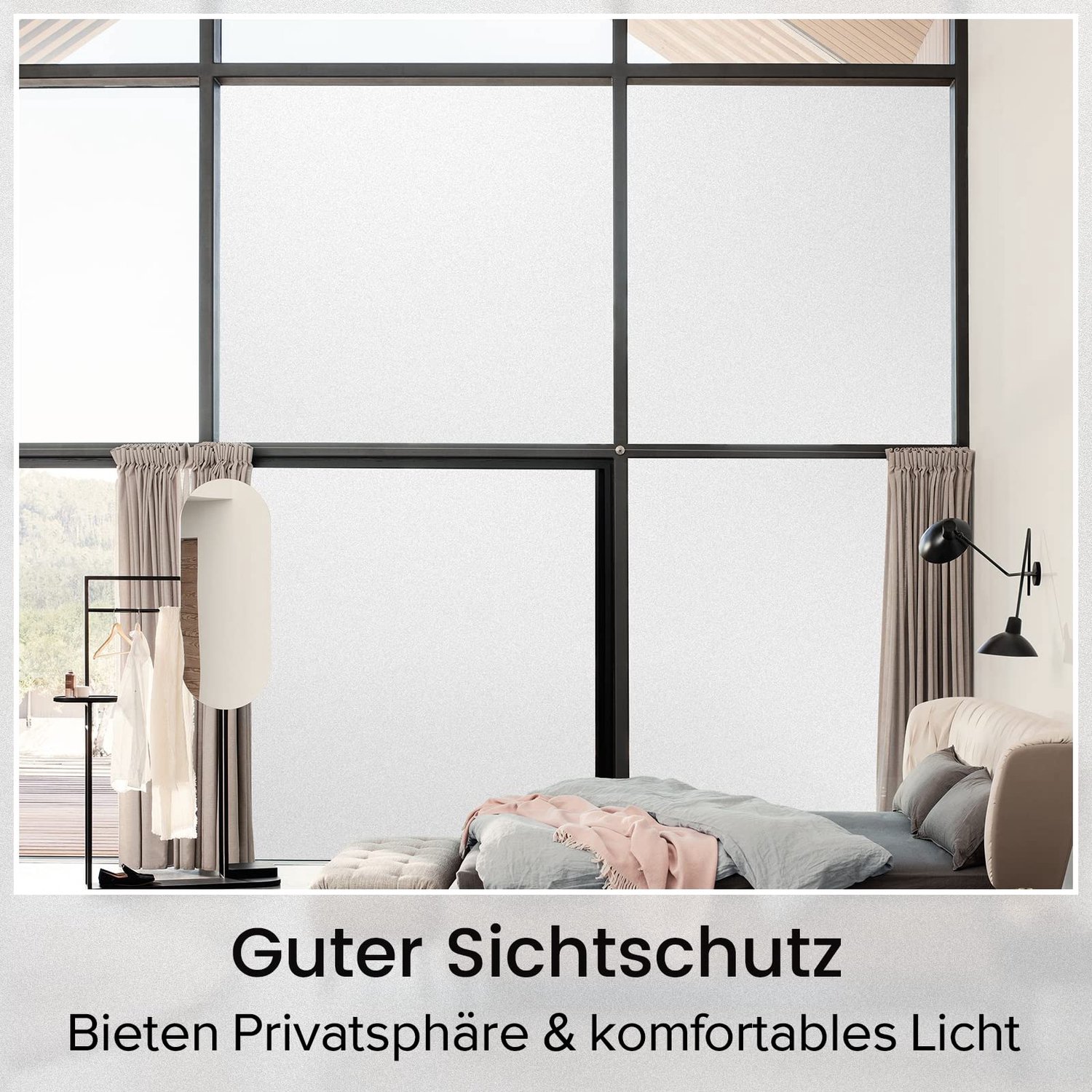 rabbitgoo Raamfolie Ondoorzichtig, 90x300cm Pure Wit, Raamsticker Statische, Zonder Lijm, Zonwerende Folie, anti-uv, Herbruikbare, Privacybescherming