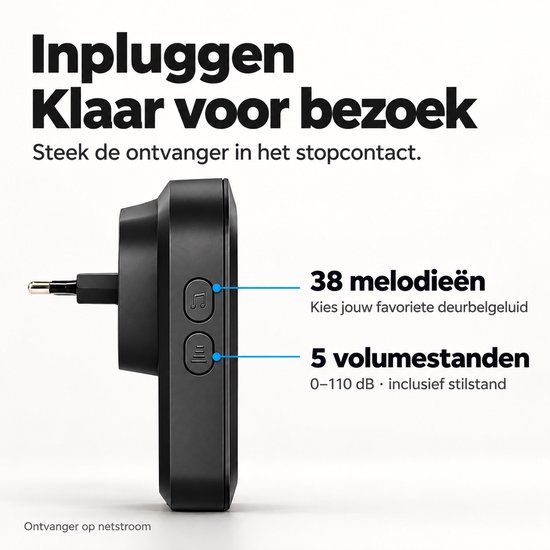 Santel draadloze deurbel met 3 ontvangers - Deurbel draadloos - Deurbellen - Wireless Doorbell - IP44 Waterdicht — afbeelding 4
