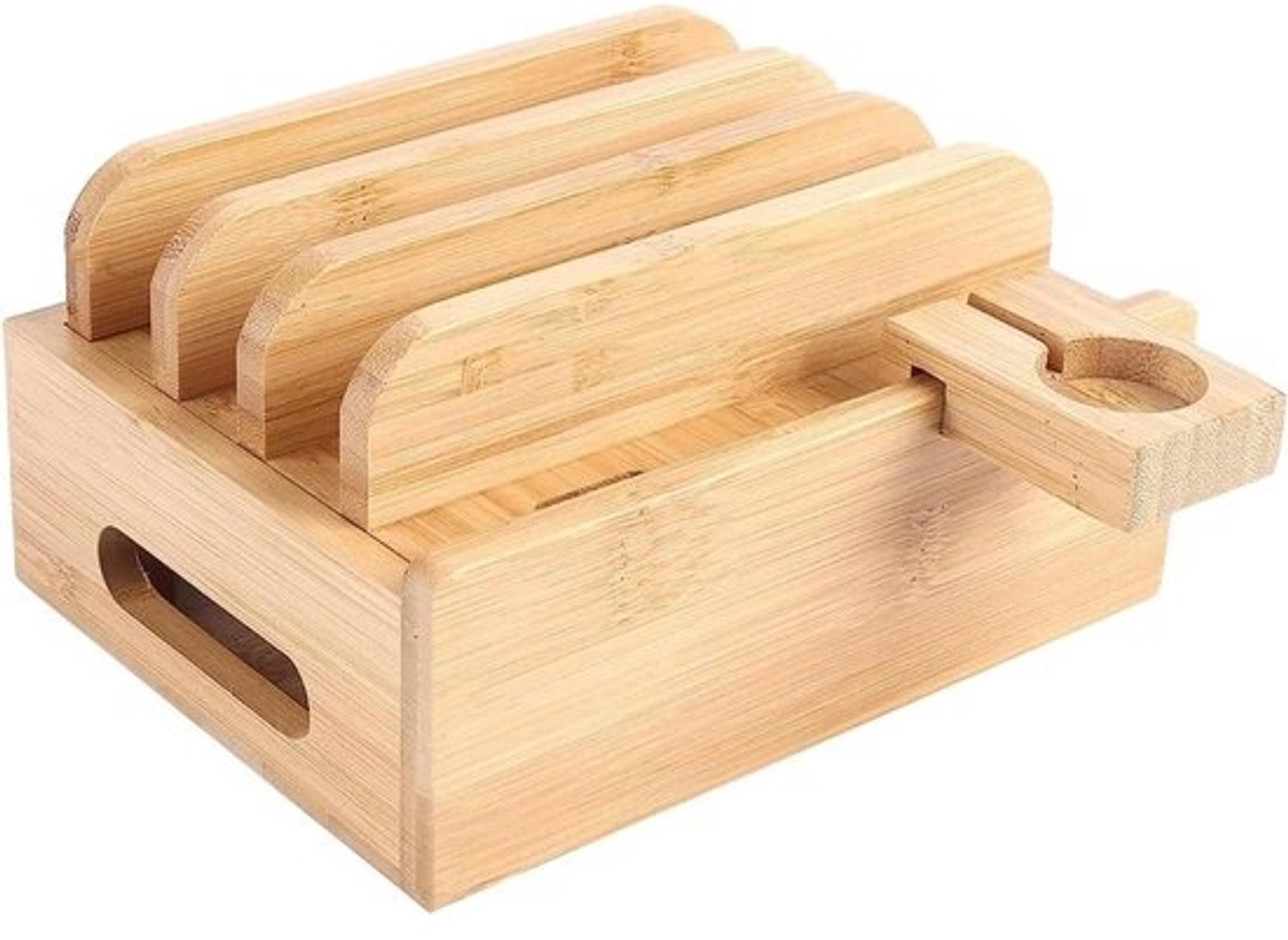 Houten Laadstation - Bureau Organizer - Apparaten Opladen - Multi-Device Houder - 16.8 x 12.7 cm - Houtkleur