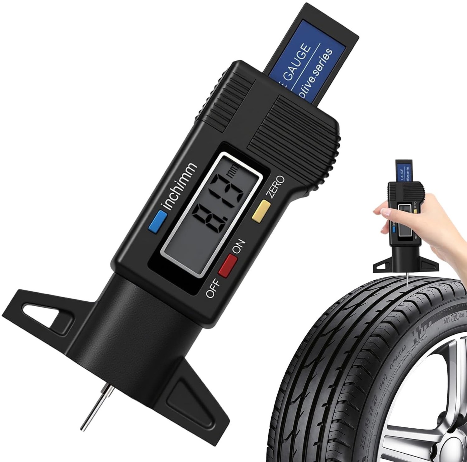 Digitale Bandprofielmeter - 0-25,4 mm - Draagbare Bandenmeter met LCD-display - Voor Auto's, Bestelwagens, Vrachtwagens en Motorfietsen