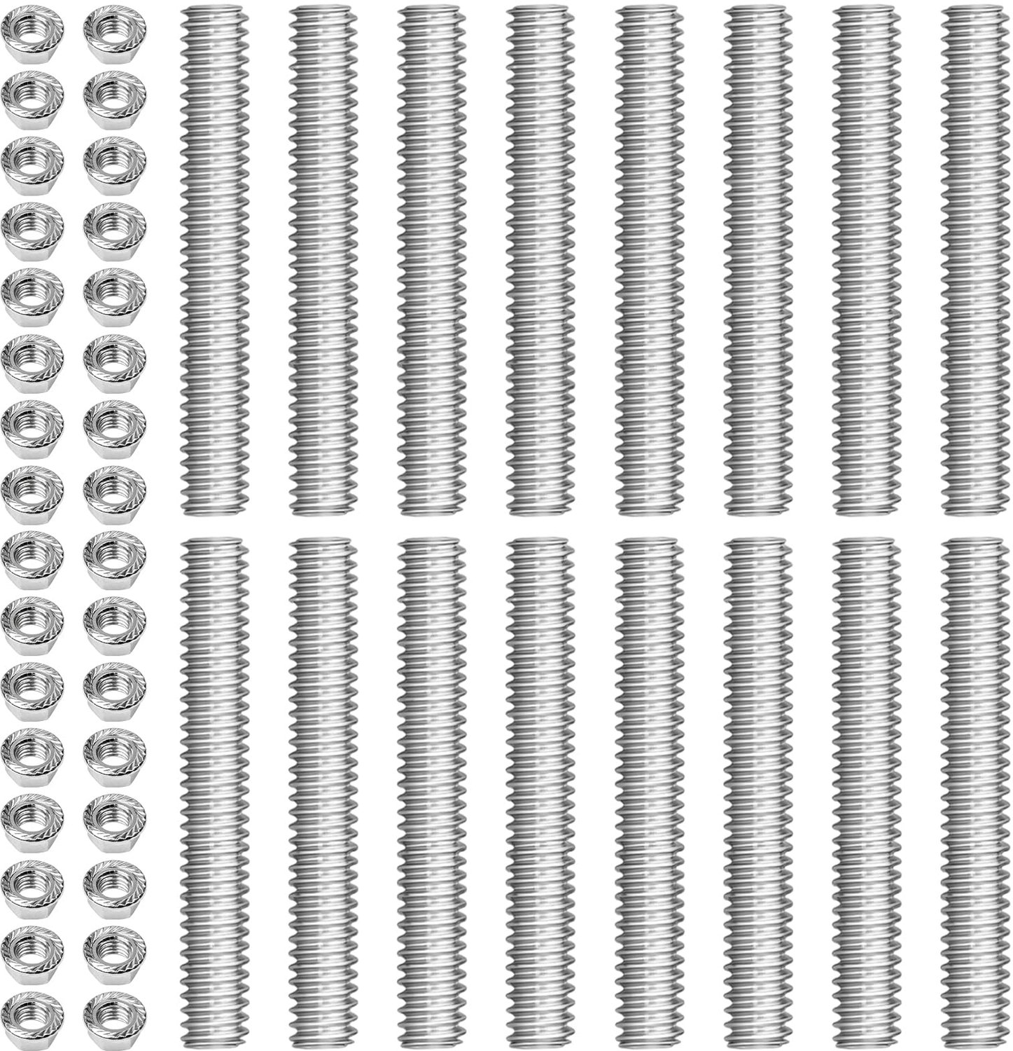 NETFLO 16 stuks M8 schroefdraadstang M8 x 100 mm schroefdraadstangen, uitgerust met 32 flensmoeren, volledige - ShopVlot