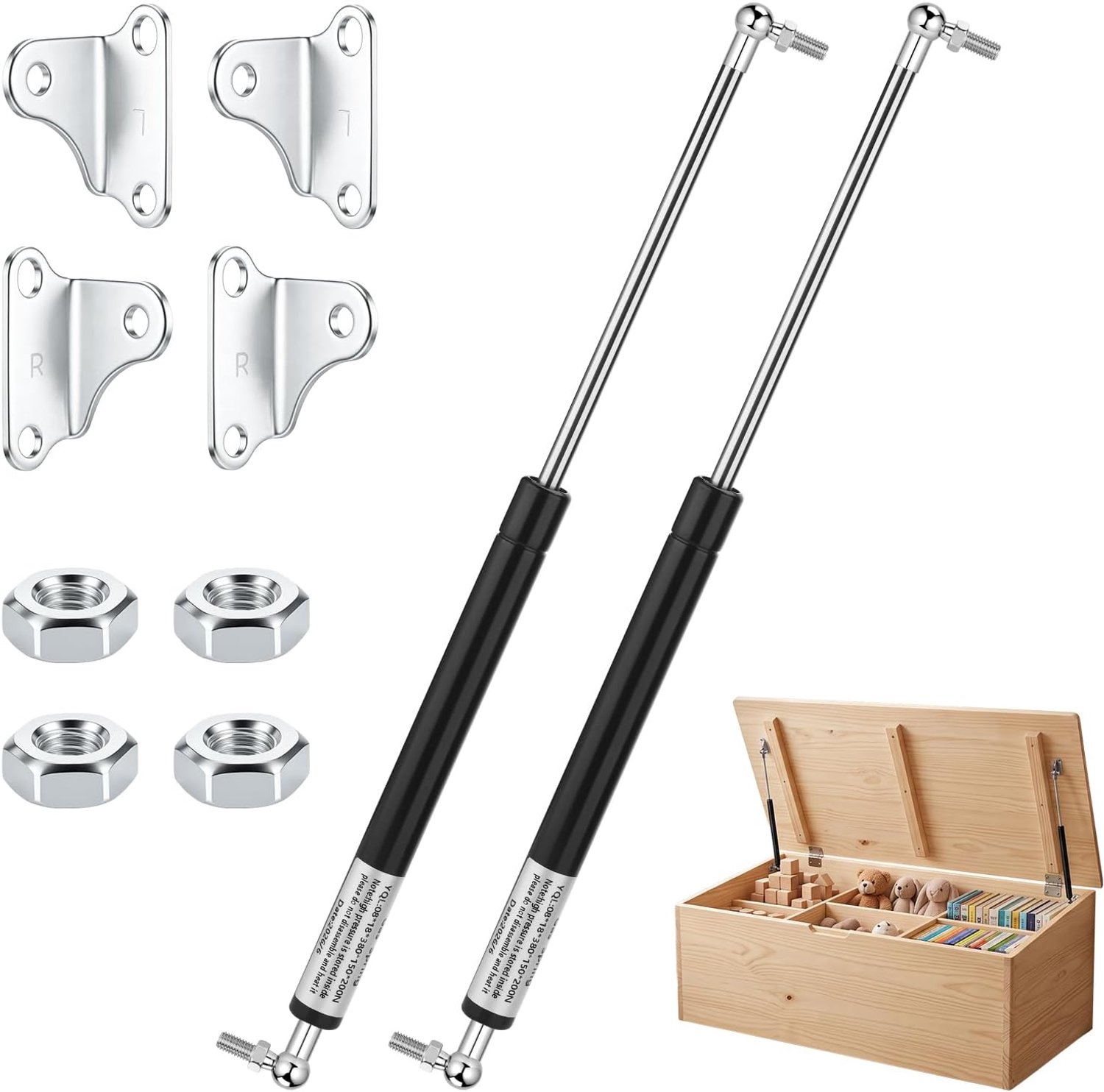 2 stuks gasdrukveer, 380 mm, 200 N, 20 kg, gasdrukdemper met L-vormige - ShopVlot