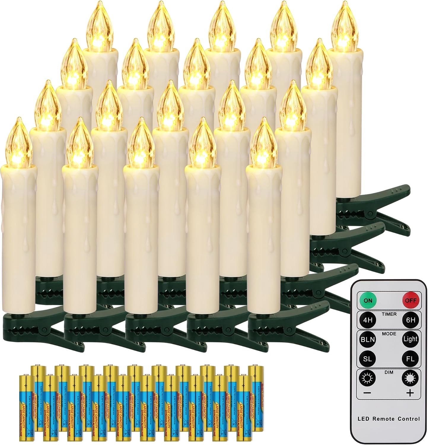 LED Kerstkaarsen - Beige - Draadloos met Afstandsbediening en Timer - Flikkerende Dimbare Kaarsen voor Binnen en Buiten