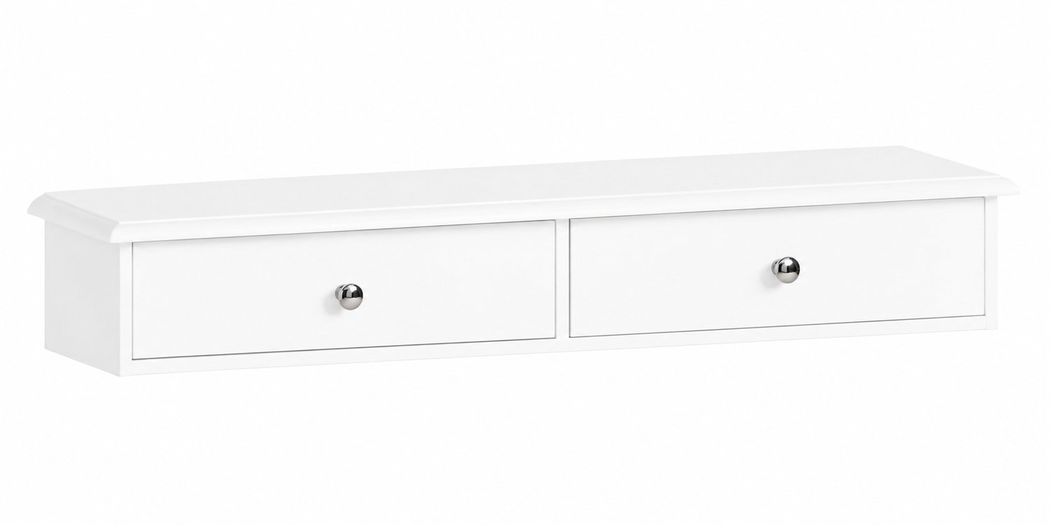 MokoHub Wandplank met 2 Lades - Moderne Plankmuur - Opbergruimte - Voor Hal, Woonkamer en Slaapkamer - 64x15x10 cm - Wit
