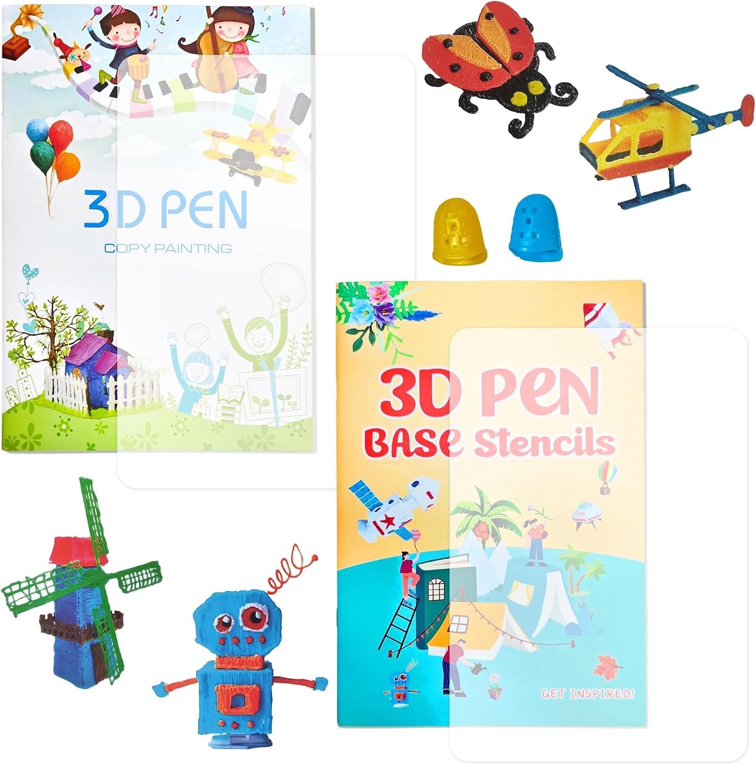 3D-tekenboekset - Multicolor - 2-delig - Herbruikbare sjablonen met Accessoires - Voor Creatieve Projecten