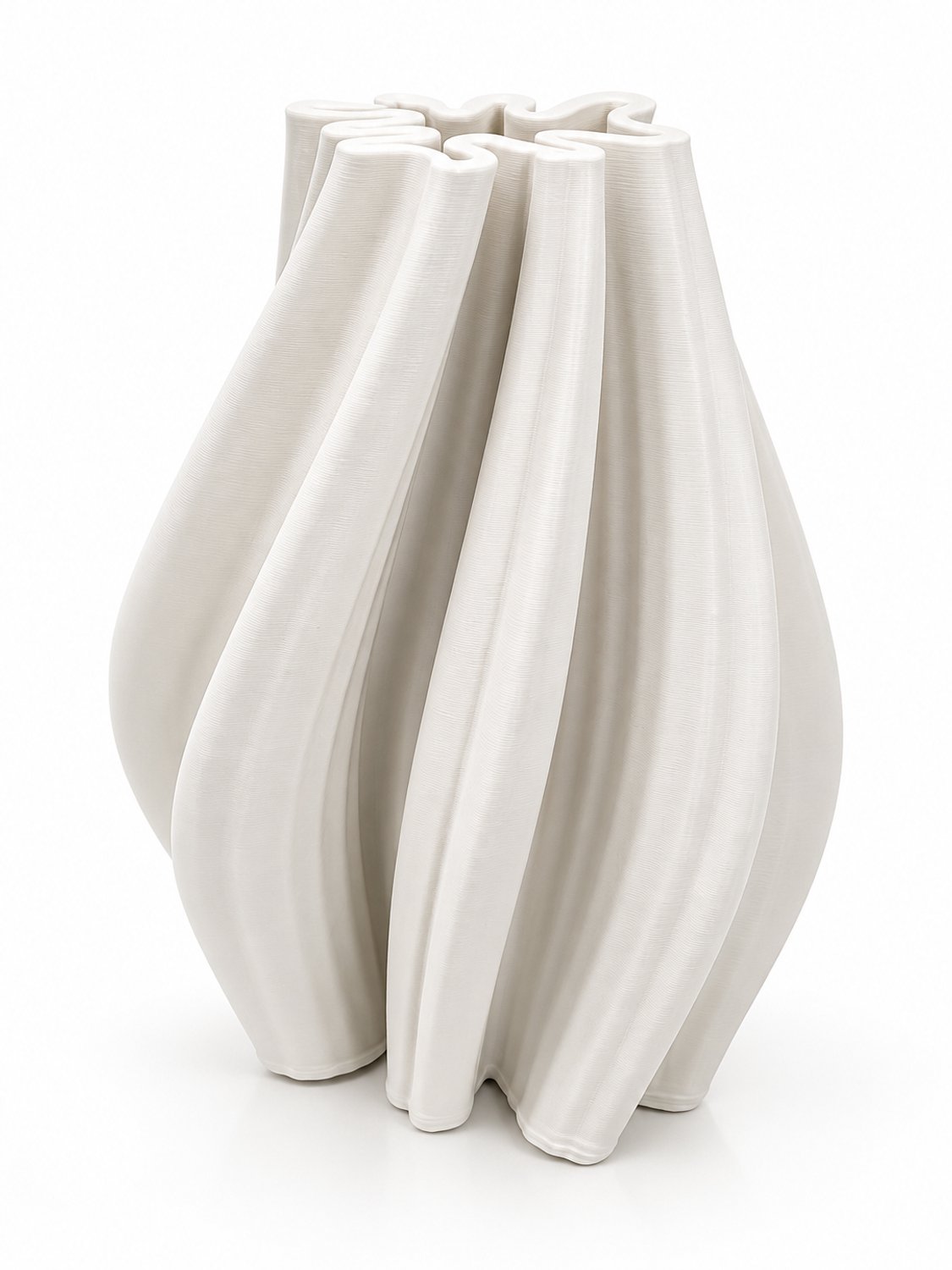 Belamonte Keramische Designvaas Flow Lichtbeige 3D Geprinte Keramiek 13 x 13 x 20 cm