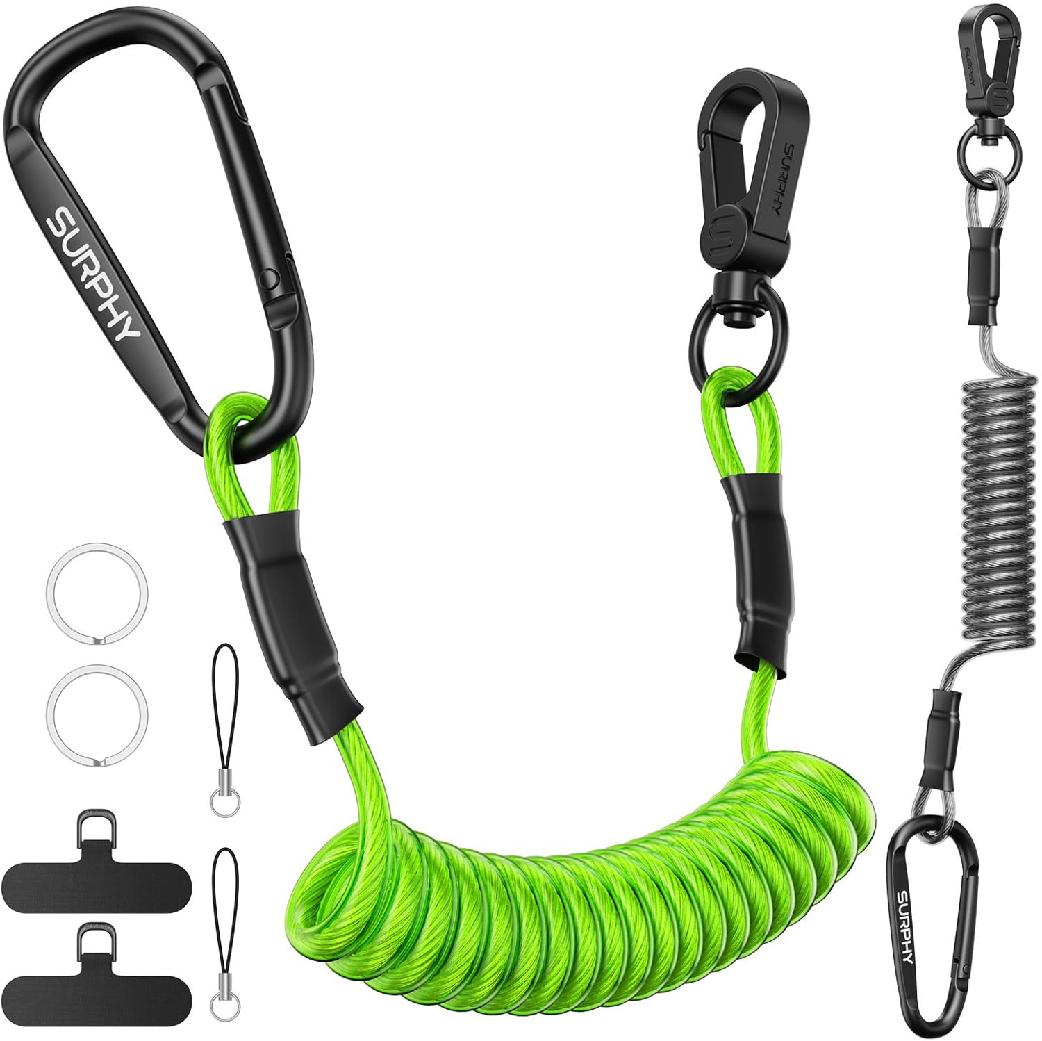 SURPHY 2 stuks Uitschuifbare TPU-staalkabel Telefoonbeveiliging Outdoor