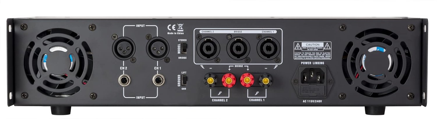 SnelShoppen - 3000 Watt Peak 2-Kanaals Versterker - Professionele Audio Versterker 200 Watt RMS (@4 Ohm) - XLR, 1/4" en RCA Ingangen - Bridgeable - Ve
