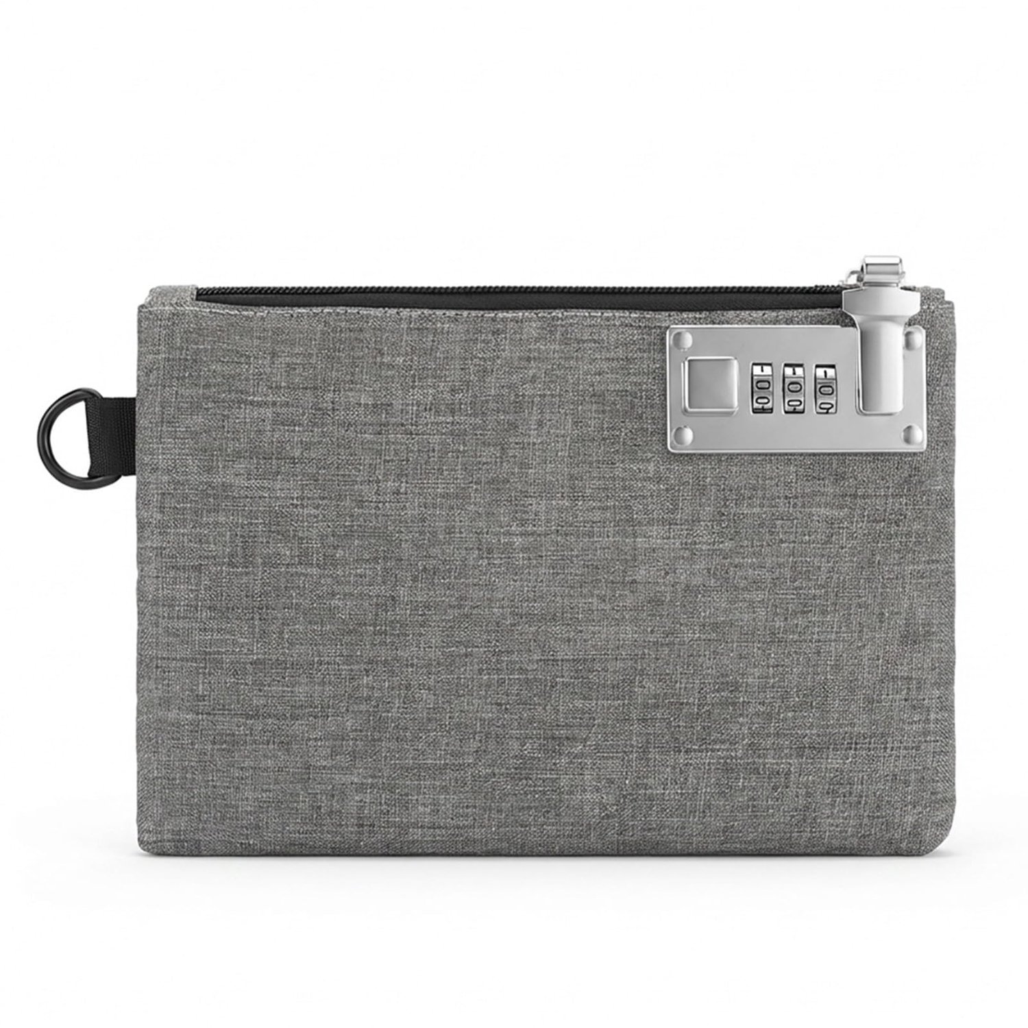 Reisveilige kleine afsluitbare geldzak voor op reis - duurzame nylon geldzak met slot, 12,5 x 20 cm vergrendelbare tas voor paspoorten en sieraden, zw