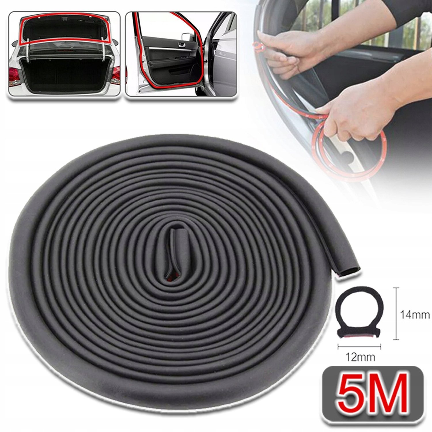 Zelfklevende Tochtstrip 5 Meter - EPDM Rubber Isolatiestrip voor Deur Raam - Geluiddempend Winddicht Stofdicht - Eenvoudig op Maat te Knippen - Zwart