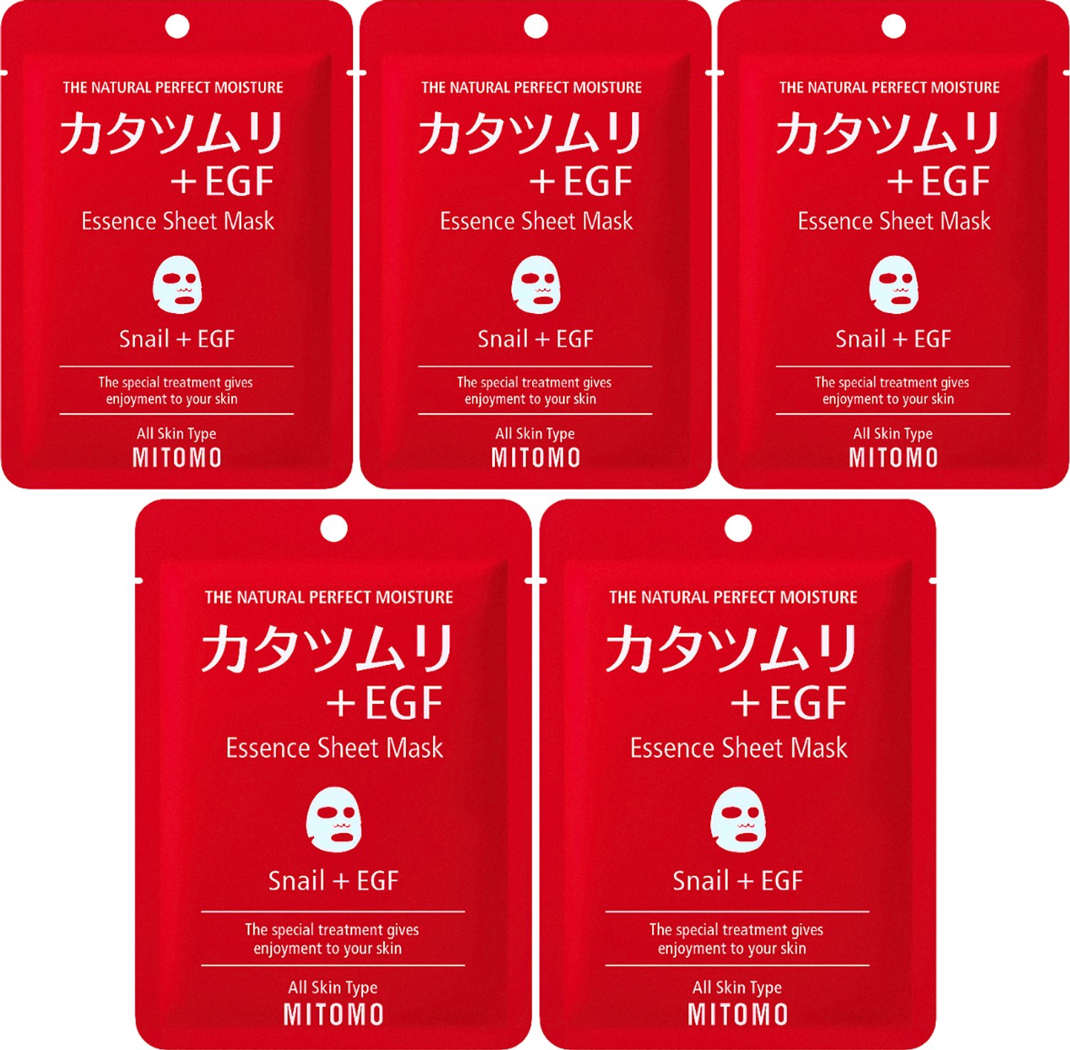 MITOMO Gezichtsmasker Slakkenslijm & EGF - Anti Rimpel & Anti Aging Sheet Mask - Gezichtsverzorging - 5 Stuks