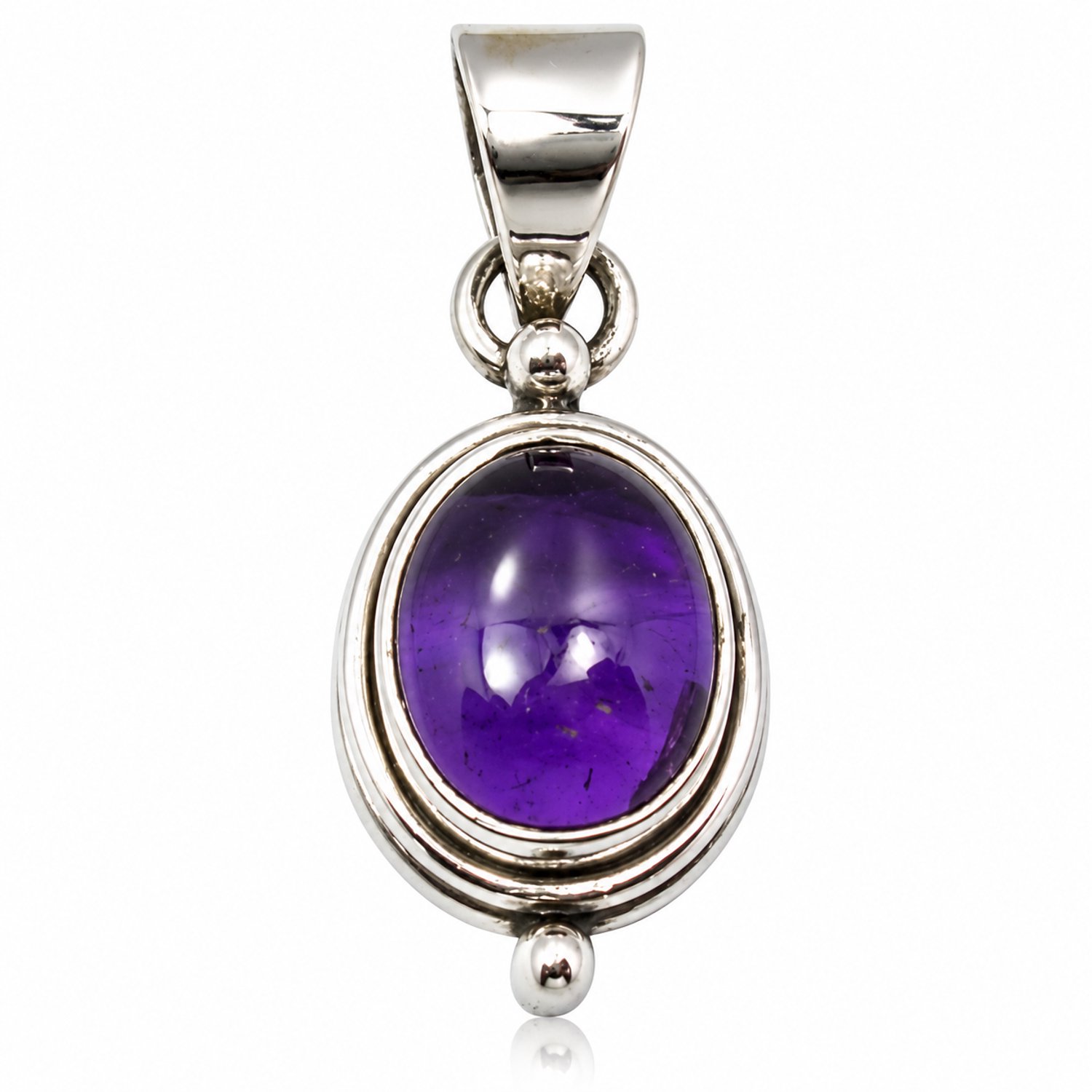 Natuursieraad - 925 sterling zilver amethist hanger ovaal - luxe edelsteen sieraad - handgemaakt