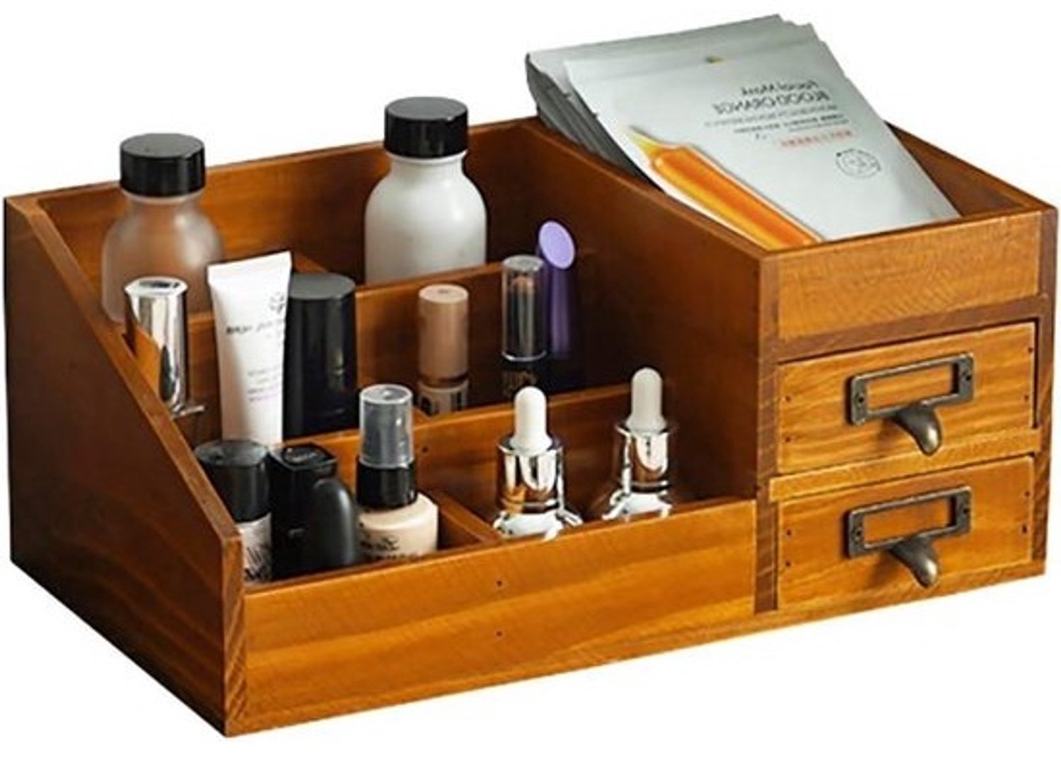 Houten make-uporganizer - Organizer voor kaptafellade - Sieraden opbergen - Rustieke houtafwerking - 1.57 Kilogram - Bruin