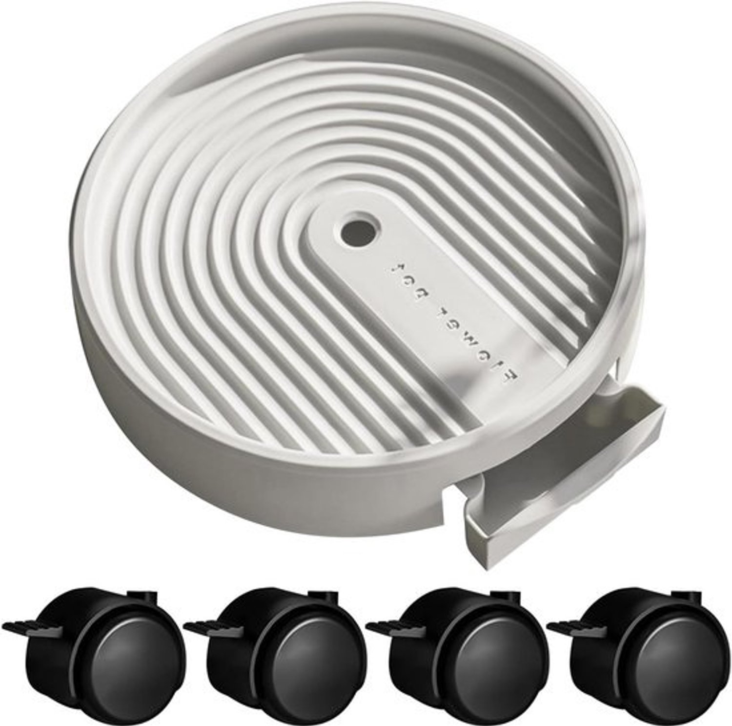 Plantenroller met wielen - Onderstel voor bloempot - Om planten te verplaatsen - Met afwatering - 26x26cm - Wit