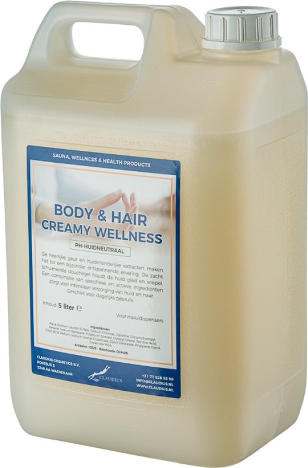 Claudius Body & Hair Creamy Wellness - 5 liter - showergel - navulling - voordeelverpakking
