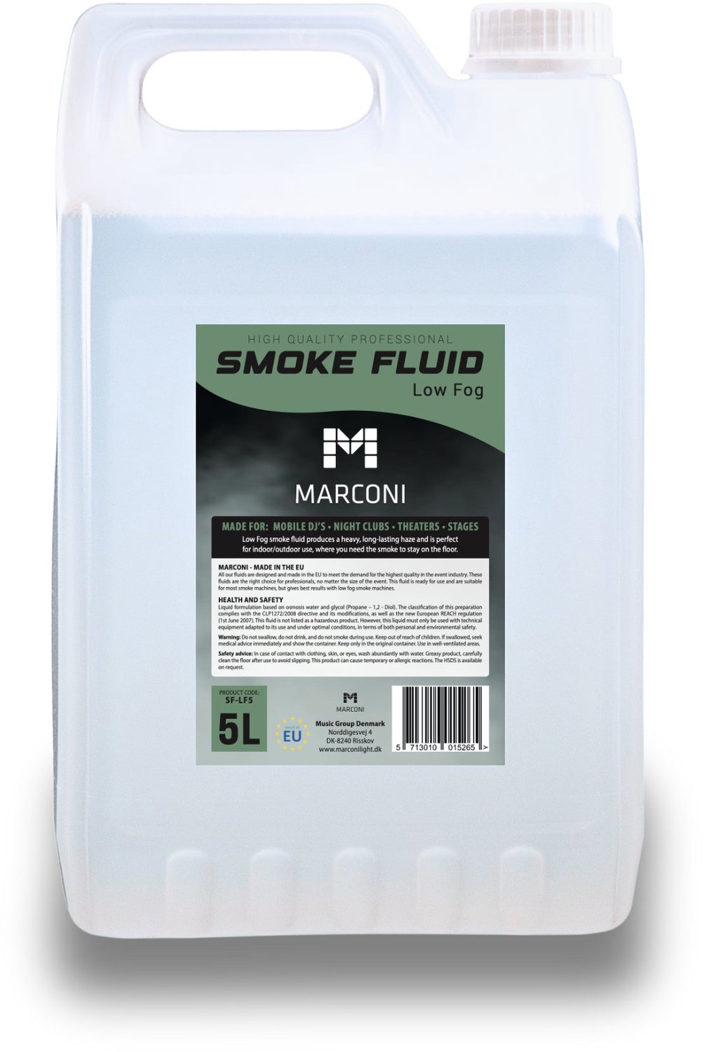 Marconi SF-LF5 Rookvloeistof - Low Fog Rookvloeistof - Vloeistof Voor Rookmachine - 5 Liter - CE Gecertificeerd - Zonder Giftige Toevoegingen