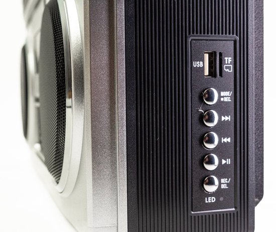 Studio 57 Ghettoblaster - Boombox Met Bluetooth - Cassette En Radio - Zilver - Opnamefunctie - 15 Watt — afbeelding 4