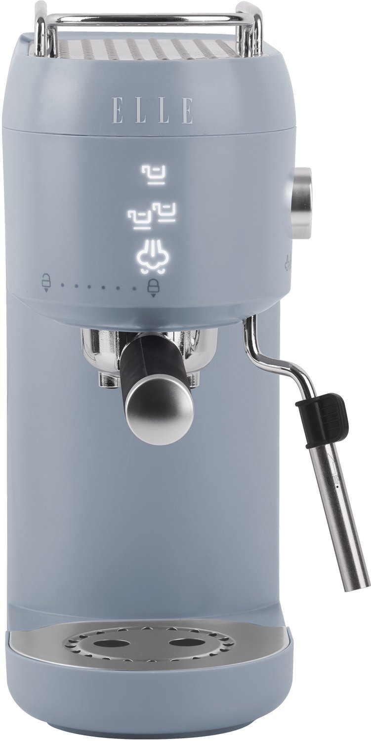 ELLE Digitale Espressomachine 1L – Koffiemachine met 20 Bar Druk, Verlicht Touchscreen, Melkopschuimer, Bereiding van 1 of 2 Kopjes, Uitneembaar Waterreservoir van 1L, Kopjeswarmer, 1400W - Blauw