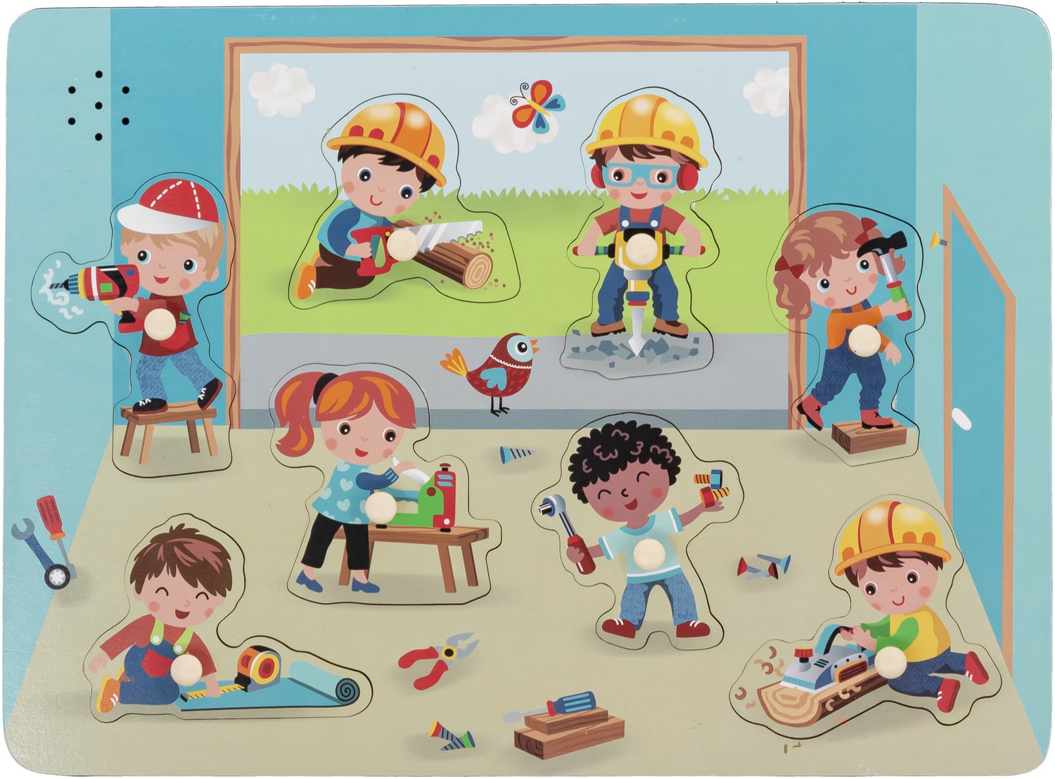 RS.PLAYWOOD - Geluidenpuzzel - Gereedschap - puzzel met geluid klussen