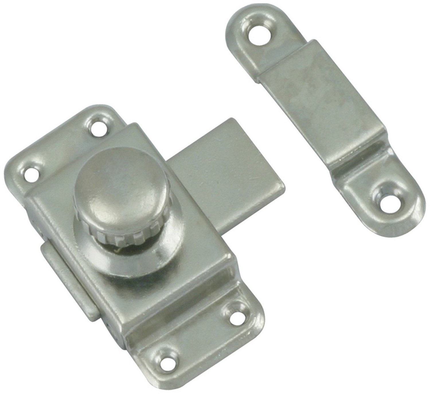 Starx Krukschuif met Draaiknop en Sluitlus - Schuifgrendel van 25 mm - Verzinkt en Geperst Staal - Grendel voor Deur en Raam - Afmeting 45 x 60 x 20 mm - Kleur Zilver
