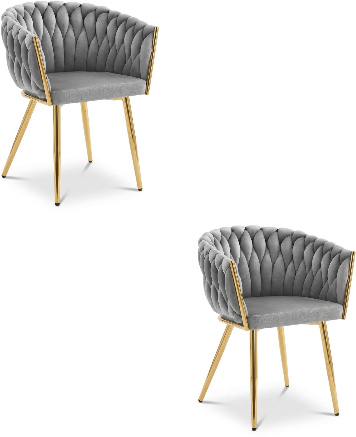 Oskar ORION Eetkamerstoelen – Set van 2 – Grijs Velvet – Goudkleurige Metalen Poten – Comfortabele Gestoffeerde Zitting – Modern Design – Velvet Stoel voor Woonkamer, Keuken en Eetkamer – Max. 110 kg per Stoel