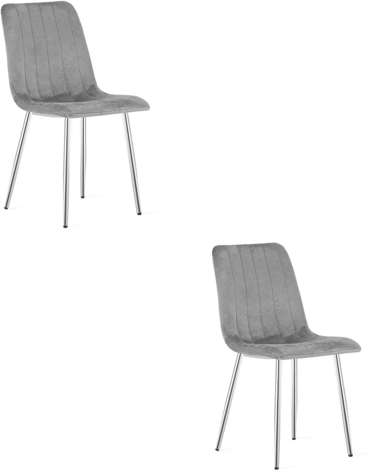 Oskar LAVA Eetkamerstoelen – Set van 2 – Grijs Velvet – Metalen Poten – Comfortabele Gestoffeerde Zitting – Modern Design – Velvet Stoel voor Woonkamer, Keuken en Eetkamer – Max. 110 kg per Stoel