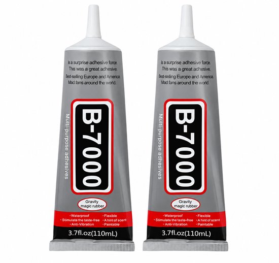 Twee tubes B-7000 transparante multifunctionele lijm van 110 ml, geschikt voor reparatie en precisiewerk.