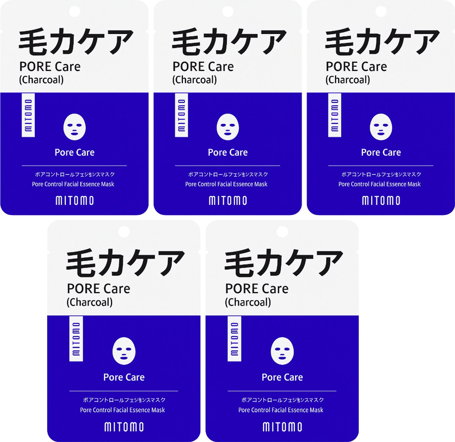 MITOMO Gezichtsmasker Charcoal Poriënverzorging - Anti Rimpel & Anti Aging Sheet Mask - Gezichtsverzorging - 5 Stuks