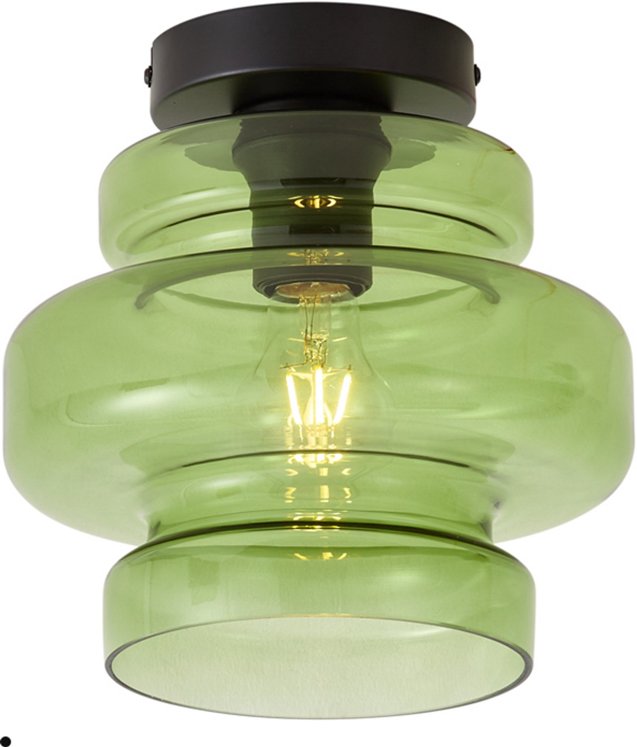 Qazqa retro plafondlamp - Denise - zwart, rond, 23cm, ideaal als hal, slaapkamer en woonkamer lamp