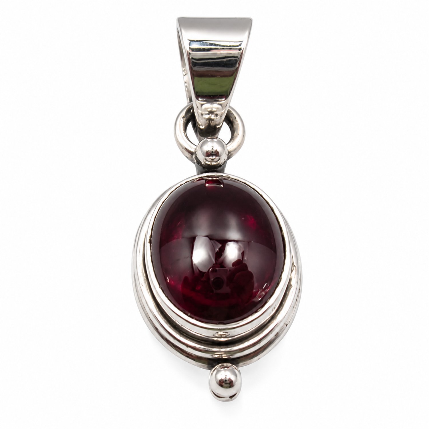natuursieraad - 925 sterling zilver granaat hanger ovaal - edelsteen sieraden geboortesteen