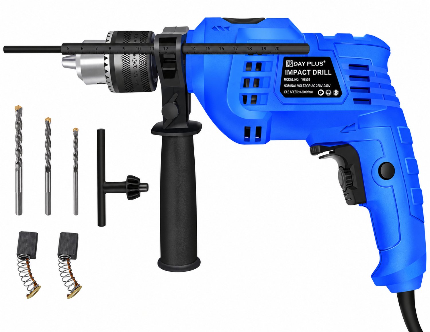 Nyoz elektrische klopboormachine - Boormachine - Klopboor - 850W - 0-3000 rpm - 13 mm - 2-in-1 - 360° handgreep - 2m kabel