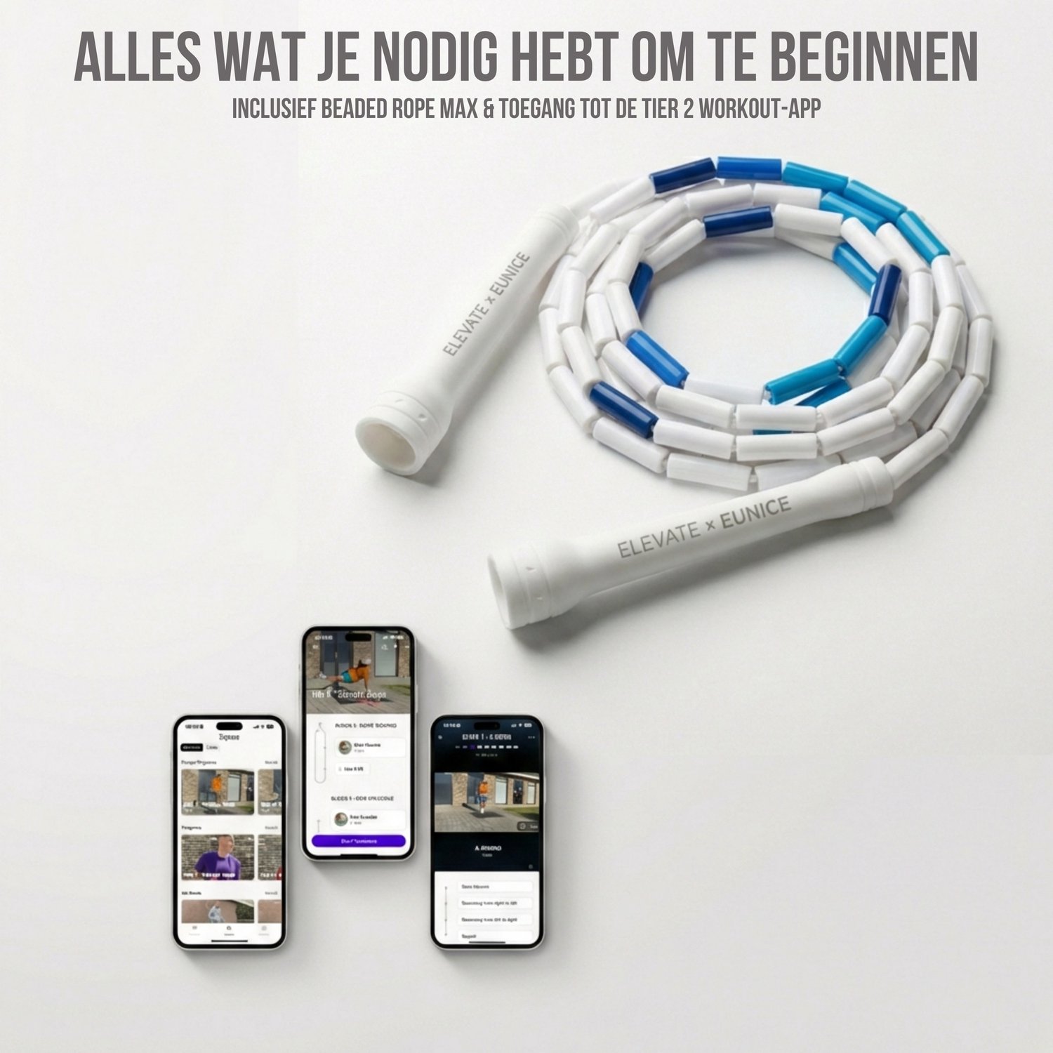 Elevate Rope Professioneel Beaded Springtouw - Verstelbare Jump Rope - Touwtje Springen voor Volwassenen en kinderen - Beaded rope - Conditie & Trucs - Binnen & Buiten Skipping Rope - Fitness Springtouwen — afbeelding 5