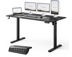 SENSE7 NOJO LIGHT - Zit Sta Bureau - 140 cm x 70 cm - Elektrisch bureau - Verstelbare bureau - Elektrische Hoogteverstelling - Hoogte 72-118 cm - Intelligent Bedieningspaneel - Zwart